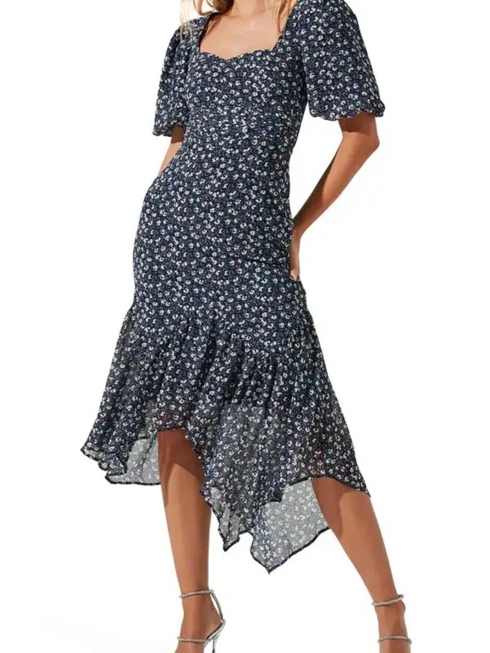 ASTR the Label Asymmetrical Hem Floral Dress | Small